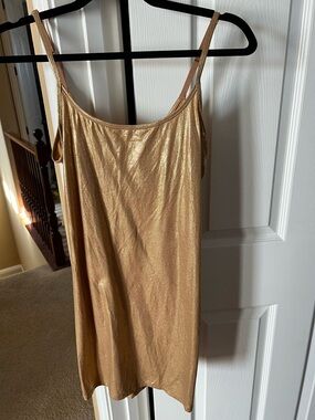 skims gold dress Skims soft lounge ribbed dress in gold